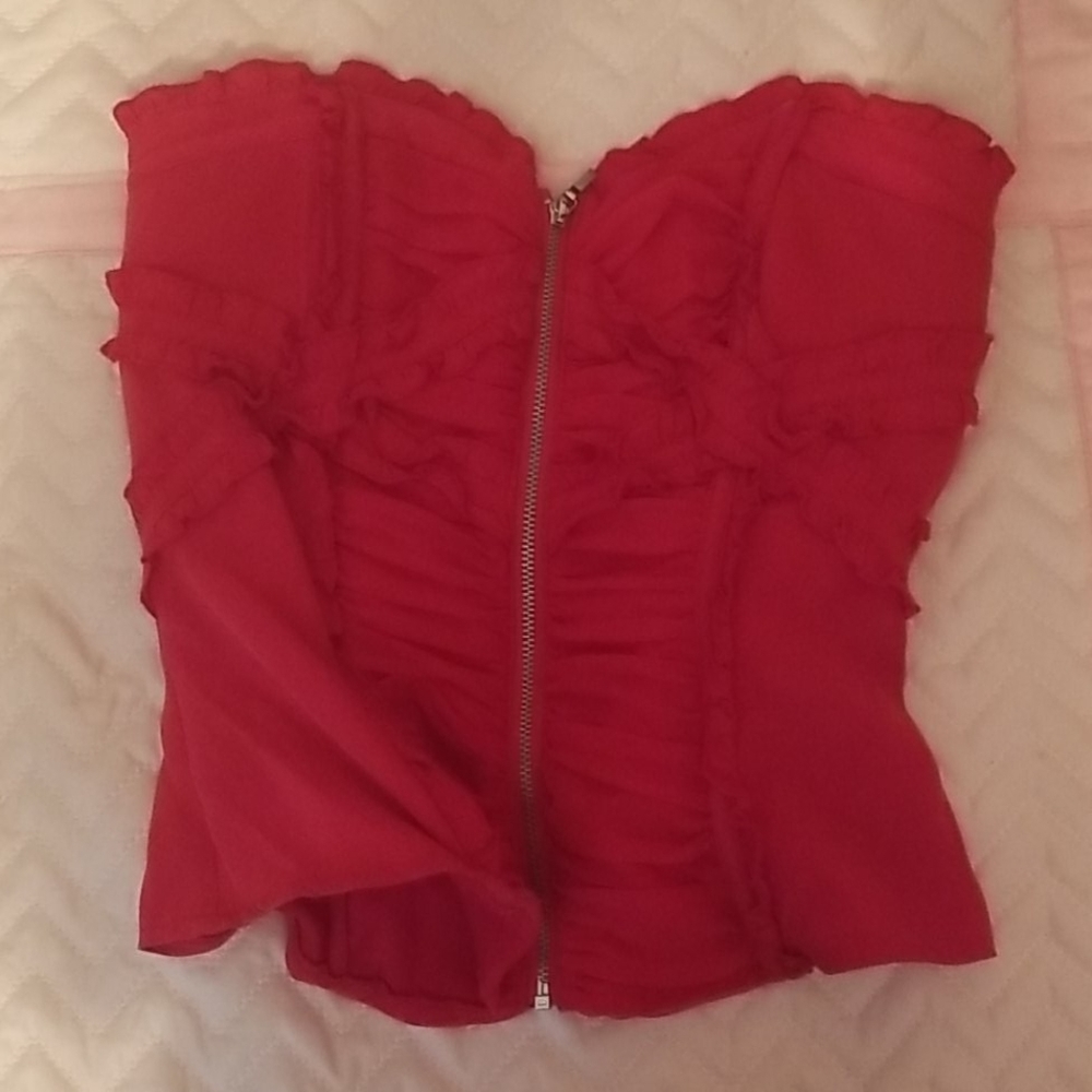 Super sexy lace and ruffles red bebe corset